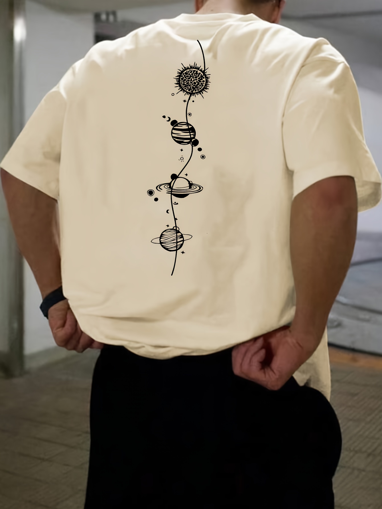 planet print mens graphic neck active t shirt casual tshirts for summer mens clothing tops for daily gym workout running details 0