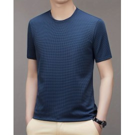 Vibrant Solid Color Waffle Knit Crew Neck T-shirt - Soft, Ultra-Casual, and Exceptionally Comfy Active Top for Men - Perfect for Summer Outdoor Adventures, Sports, and Everyday Wear