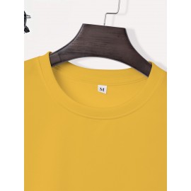 Stylish Men's Short-Sleeve T-Shirt with Unique Letter Print - Breathable Polyester Blend, Crew Neck, Casual Summer Top for Adults