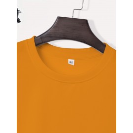 Stylish Men's Short-Sleeve T-Shirt with Unique Letter Print - Breathable Polyester Blend, Crew Neck, Casual Summer Top for Adults