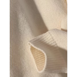 Men's Loose Color Block Cute Boy Graphic Print Fake Two-piece Knitted Pullover, Casual Long Sleeve Crew Neck Sweater For Fall