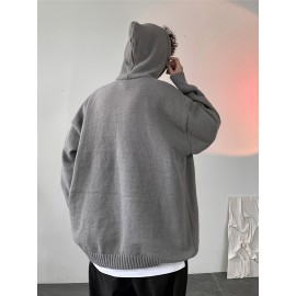 Songxier Men's Casual Hooded Sweater - Cozy Knit Pullover with Kangaroo Pocket, Solid Color, Perfect for Fall/Winter