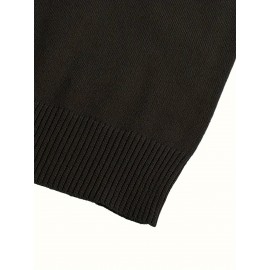 Men's Casual Solid Color Knit Sweater - Long Sleeve, Round Neck Pullover for Fall/Winter