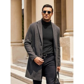 Men's Slim Fit Turtleneck Sweater - Casual Solid Color Knit Pullover for Fall/Winter, Polyester Blend, Best for Christmas