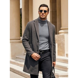 Men's Slim Fit Turtleneck Sweater - Casual Solid Color Knit Pullover for Fall/Winter, Polyester Blend, Best for Christmas