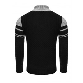 Men's Slim Fit Turtleneck Sweater - Casual Solid Color Knit Pullover for Fall/Winter, Polyester Blend, Best for Christmas