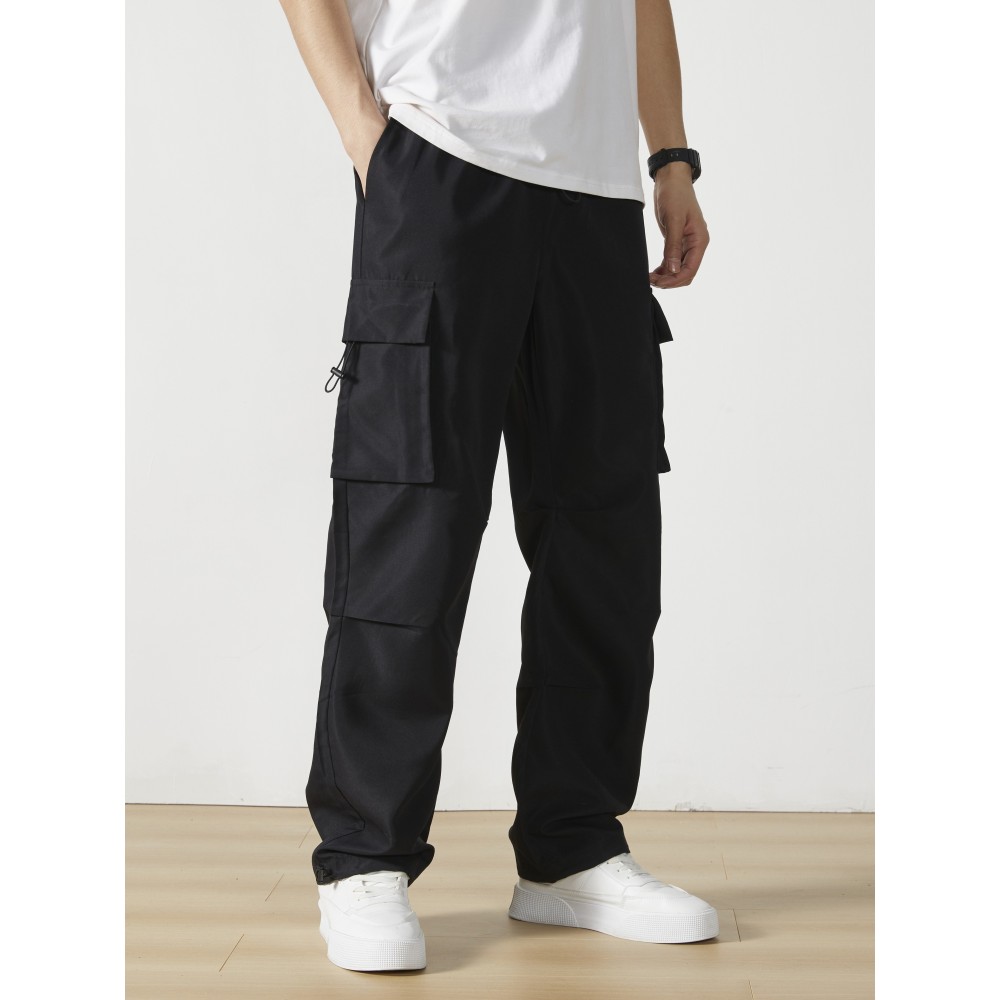 Men's Casual Flap Pocket Straight Leg Cargo Pants, Street Style Casual Pants For Outdoor Activities Men's Casual Flap Pocket Straight Leg Cargo Pants, Street Style Casual Pants For Outdoor Activities
