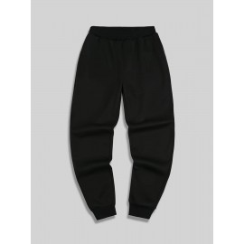 Men's Casual Athletic Joggers With Stretch Waist And Drawstring - Knitted Sport Sweatpants With Cross Print, Pockets, And Relaxed Fit