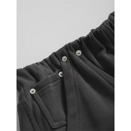 Men's Trendy Solid Color Street Style Loose Fit Pants, Comfy Casual Classic Cotton Trousers For Men's Outdoor Activities