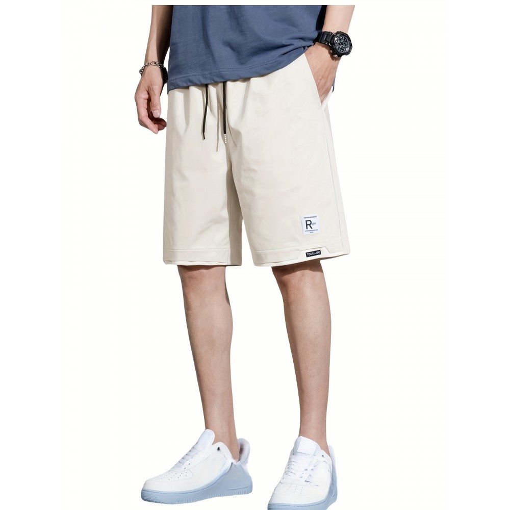 Men's Solid Color Sports Shorts With Drawstring & Pockets, Lightweight Comfy Shorts For Summer Sport And Casual Wear Men's Solid Color Sports Shorts With Drawstring & Pockets, Lightweight Comfy Shorts For Summer Sport And Casual Wear