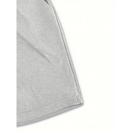 Men'S Casual Halloween-Themed Drawstring Shorts, Cotton Knit Fabric, Solid Color, Regular Fit, Elastic Waistband - Summer Leisure Pants