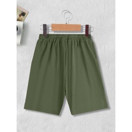 1pc Halloween Pumpkin Smile Print Men'S Casual Cotton Blend Shorts, Slight Stretch Knit Fabric, Regular Fit Sports Shorts