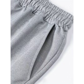 Men's Casual Cross Print Shorts with Pockets - Breathable Polyester, Machine Washable