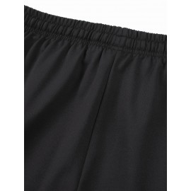 1pc Men'S Fashion Gold-Print Geometric-Pattern Shorts, Casual Knit Fabric with Pockets, Regular Fit Polyester Sports Pants with Slight Stretch