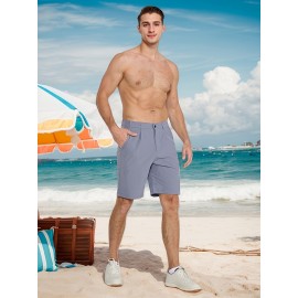 Men's Lightweight Golf Shorts - Quick Drying, UPF 50+ Sun Protection, Comfortable Elastic, 5 Pockets, Regular Style, Suitable for Hiking, Work, Casual Wear - Very Suitable for Spring and Summer